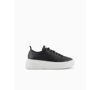 Armani Exchange Baskets en Cuir Solide Blanc