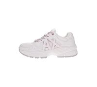 Armani Exchange Baskets Speed Low Cut pour Femme, détails en Maille, Logo Big Side, Blanc + pâle, 41 EU, Blanc pâle, 41 EU