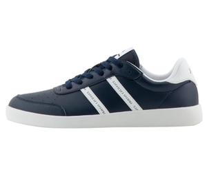 Armani Exchange Berlin, Baskets avec Logo à Double Rayures pour Homme, Bleu Marine et Blanc, 39 EU