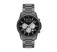 Armani Exchange Black Watch For Men, Quartz Chronograph movement and 44mm Case Size with Stainless steel strap
