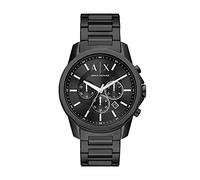 Armani Exchange Montre pour homme , mouvement chronographe, boîtier en acier inoxydable noir de 44 mm avec bracelet en acier inoxydable, AX1722