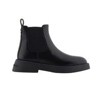 Armani Exchange - Bottes en cuir noir Logo Bout rond - Femme - Chaussures - Noir - Taille: 37 EU