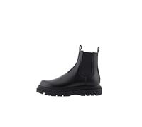 Armani Exchange Bottines pour homme, semelle épaisse, logo estampé, en cuir véritable, Noir, 42 EU