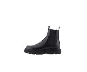 Armani Exchange Bottines pour homme, semelle épaisse, logo estampé, en cuir véritable, Noir, 42 EU