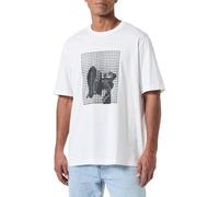 Armani Exchange Bottom of Shoe Graphic with Grid Overlay Regular Fit Tee T-Shirt, Blanc cassé, L Homme