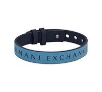 Armani Exchange Bracelet Pour Homme , Longueur : 250mm, Largeur : 13mm Bracelet En Cuir Bleu, AXG0106040, Saphir