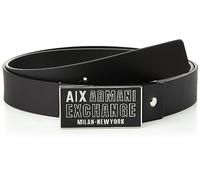 Armani Exchange Ceinture décontractée en cuir reconstitué, boucle avec logo, noir, taille unique, Noir, taille unique