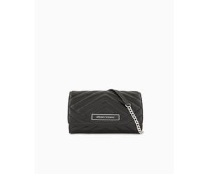 Armani Exchange Chaîne pour Femme, Portefeuille avec Logo en Relief, Noir, Taille Unique