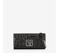 Armani Exchange Chaîne pour Femme, Portefeuille bi-Pliable avec Logo embossé, Noir, Taille Unique