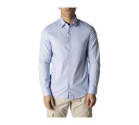 Armani Exchange - Chemise Classique en Coton à Manches Longues - Homme - Chemises - Bleu - Taille: M