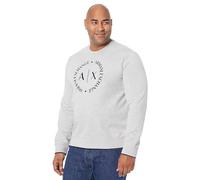 Armani Exchange Classic Circle Logo Long Sleeve Pullover Sweatshirt Sweat-Shirt, Gris (B09B Heather Grey 3929), Small Homme
