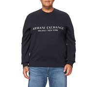 Armani Exchange Col Ras du Cou, Logo étendu sur Le Devant Maillot de survêtement, Bleu, XXL Homme