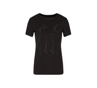 Armani Exchange Coton véritable, Coupe régulière, Logo clouté imprimé T-Shirt, Noir, S Femme