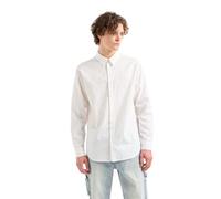 Armani Exchange Coupe Droite à Manches Longues en Coton Jacquard avec Logo sur Tout Le pourtour T-Shirt, Blanc cassé, M Homme