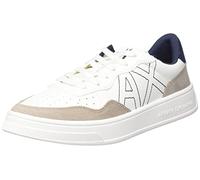 Armani Exchange Détail en Daim pour Homme, Patch Logo à l'avant, Blanc cassé + Beige, Off White Beige., 44.5 EU