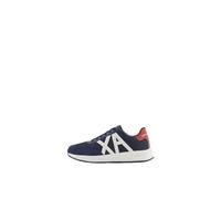 Armani Exchange Dusseldorf Contrast Logo Baskets pour Homme, Bleu Marine/Rouge, 44 EU