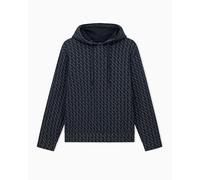 Armani Exchange Essential, All Over Logo Sweat-Shirt à Capuche, Noir/Noir intégral, L Homme