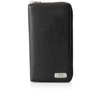 Armani Exchange Essential, Saffiano, Zip Around, Portefeuille bi-Pliable pour Homme, Noir, Einheitsgröße