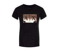 Armani Exchange T-shirt basique femme avec logo sur la poitrine noir/cuivre Taille M