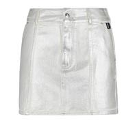 Armani Exchange, Femme, Jupes, Gris, Taille: 34 FR Mini Jupe en Denim Argent Boutons Métalliques