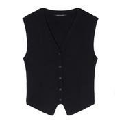 Armani Exchange, Femme, Pulls, Noir, Taille: 40 FR Top à côtes Smanicato Scollo a V Bottoncini