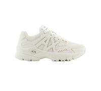 Armani Exchange Femme Speed Low Cut, Mesh Detail, Big Side Logo Basket, Blanc pâle, 38 EU