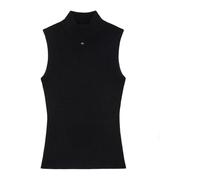 Armani Exchange, Femme, Tops, Noir, Taille: 38 FR Top à col montant sans manches côtelé