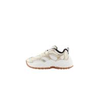 Armani Exchange Femme Vedder, Semelle épaisse, détails laminés, Logo Combinaison Basket, Pale Gold Off White, 37.5 EU
