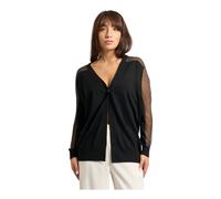 Armani Exchange - Gilet Noir à Col en V avec Insert Transparent - Femme - Pulls - Noir - Taille: 38 FR