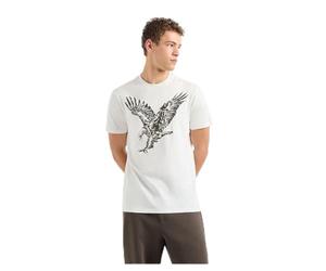 Armani Exchange Grand Maillot de Coton brodé Aigle Coupe Droite pour Homme, Ecru, Taille L