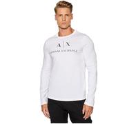 Armani Exchange Homme A|x Long Sleeve Logo Crewneck T-Shirt, Blanc, XS EU