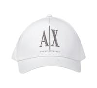 Armani Exchange, Homme, Accessoires, Blanc, Taille: ONE Size Casquette de Baseball en Coton Blanc avec Sangle Réglable