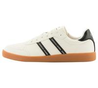 Armani Exchange Homme Berlin, Logo à Double Rayure Basket, Blanc cassé et Noir, 43 EU
