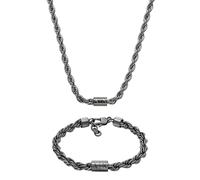 Armani Exchange Homme Collier et Bracelet en Acier Inoxydable Gris, Set