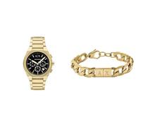 Armani Exchange Homme Doré Acier Inoxydable Montre and Bracelet, Coffret