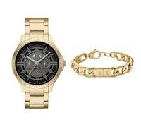 Armani Exchange Homme Doré Acier Inoxydable Montre and Bracelet, Coffret