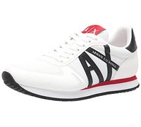 Armani Exchange Homme Lace Up Logo Basket, Blanc Optique + Noir, 41.5 EU
