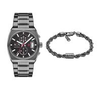 Armani Exchange Homme Montre Grise et Bracelet en Acier Inoxydable, Set