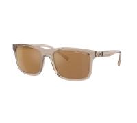 Armani Exchange Homme Sunglass AX4145S - Couleur du Monture: Marron transparent brillant, Couleur de Lentille: Brun miroir or polarisé
