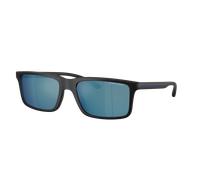 Armani Exchange Homme Sunglass AX4157SU - Couleur du Monture: Noir mat, Couleur de Lentille: Bleu foncé Effet miroir bleu
