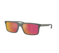 Armani Exchange Homme Sunglass AX4157SU - Couleur du Monture: Vert foncé mat, Couleur de Lentille: Orange Effet miroir