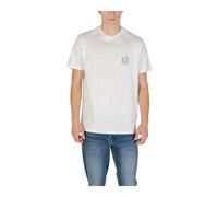 Armani Exchange, Homme, Tops, Blanc, Taille: L T-shirt imprimé à col rond et manches courtes