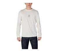 Armani Exchange, Homme, Tops, Blanc, Taille: M T-Shirt Imprimé à Manches Longues et Col Rond