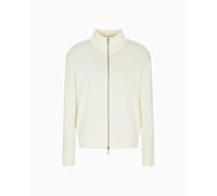 Armani Exchange Hommes Manches Longues Logo Arrière Fermeture Éclair Patch Fermeture Éclair, Pull Cardigan, Blanc cassé, L, Blanc cassé., L