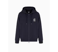 Armani Exchange Icon Project, Emboidered Logo, Full Zip Sweat-Shirt à Capuche, Bleu foncé, M Homme