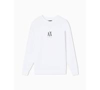 Armani Exchange Icon Project, Embroidered Logo, Crewneck Maillot de survêtement, Blanc (Optic White), L Femme