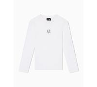 Armani Exchange Icon Project, Embroidered Logo, Long Sleeve T-Shirt, Ecru, S Homme