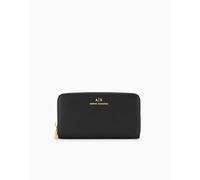 Armani Exchange Jane - Portefeuille à Trois Volets avec Logo imprimé doré - pour Femme - Noir, Noir, Einheitsgröße