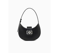 Armani Exchange Sac bandoulière Jodie – zip argent, logo métal – Noir Medium