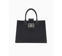 Armani Exchange Jodie, Sustainable, Logo Plate Closure, Medium Tote Femmes, Noir, Taille Unique